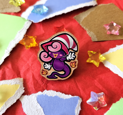 Vivian Paper Mario Wood Pin