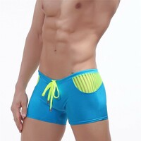 2PK Mixed-color Summer Men's Mesh Block Beach Board Swimsuit Swimwear Swimming Boxer Shorts Clearance Sale 1014PJ - Thumbnail 3
