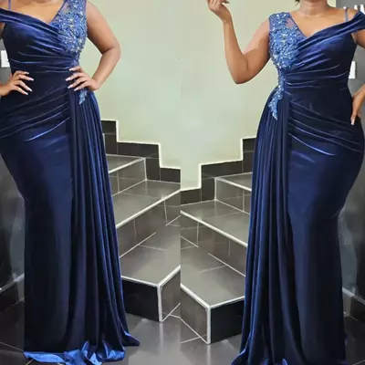 Lace The Bride Dresses Satin Beaded Evening Prom Formal Party Birthday Mother Of Mother Groom Gowns Dress