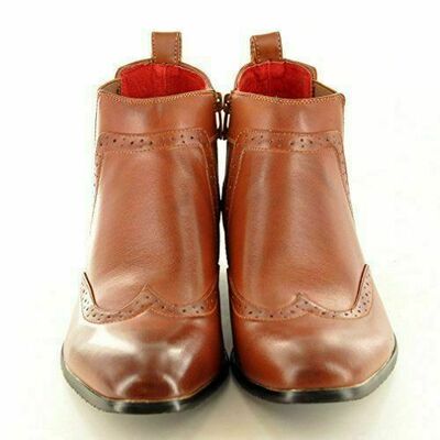 MEN HANDMADE BROGUE LEATHER WINGTIP CHELSEA SHOES CUSTOM MADE SIZES FOR MEN