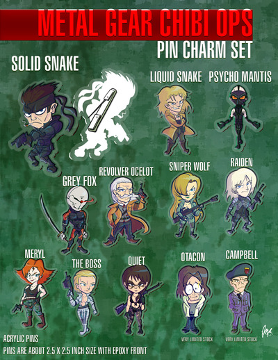 Metal Gear Chibi Ops Pin Charm Set