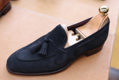 Best Men's Hand Stitch Navy Blue Tassels Loafer Genuine Shoes