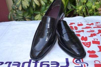 Crafted Leather Classic Black Calf Leather Moccasin Loafers Dress Shoes