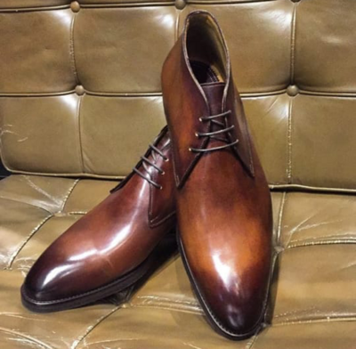 Twotone Formal Wear Handmade Chukka Lace Up Boot For Mens