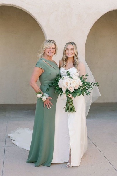 One Shoulder Sage Mother of the Bride Dresses