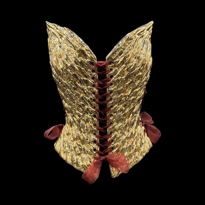 Gold Dragon wearable ceramic corset by: Nicole Moan