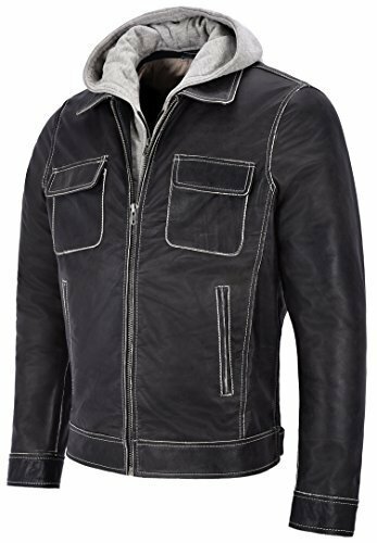 Men’s Real Leather Jacket Rub Off Buffalo Skipper Biker Biker Style Slim Fit 201