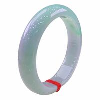 Natural white background green jadeite bracelet, sticky ice seed, light green regular circle jade bracelet, old pit bracelet, children's style - Thumbnail 8