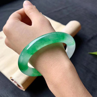 Natural Jade Bracelet Ice Grade A Genuine Jade Fine Strip Round Strip Glass Grade Noble Consort Bracelet Imperial Green Glass Grade Jade - Thumbnail 2