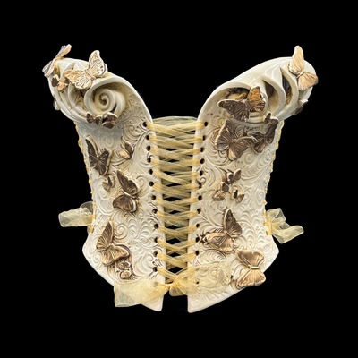 Golden Butterflies wearable ceramic corset by: Nicole Moan