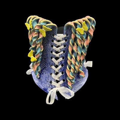 Mardi Gras wearable ceramic corset by: Nicole Moan