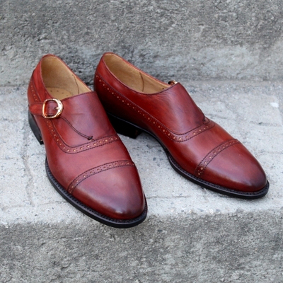 Crafted leather made to order classic monk strap dress shoes - Thumbnail 3