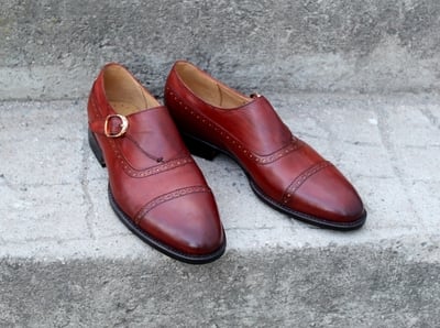 Crafted Leather Made to Order Classic Monk Strap Dress Shoes
