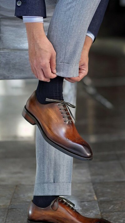 Gentlemens Choice Handmade Brown Leather Polishing Lace Up Bespoke Shoes