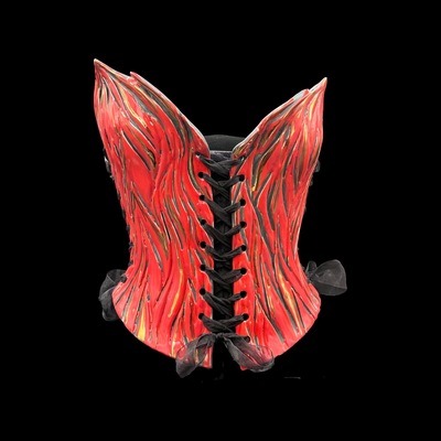 Red fire with 23K Gold wearable ceramic corset by: Nicole Moan