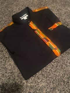 Male Button Down Collarless Shirt w/ Print