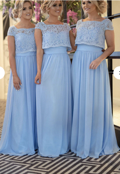 Sky Blue Bridesmaid Dresses Wedding Gown Two Piece