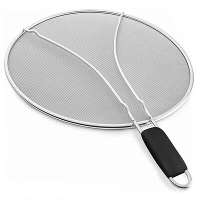 Grease Splatter Screen?13in Stainless Steel Fine Mesh Splash Mesh Shield Hot Oil Stopper w/ Resting Feet For Frying Pan Cooking Woks Skillets Pots Pan