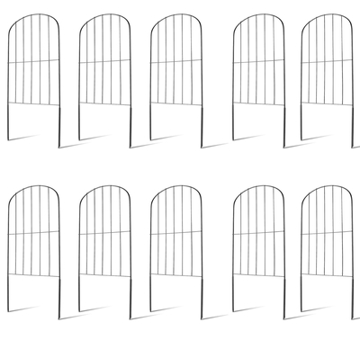 10Pcs Decorative Garden Fence Rustproof Iron Wire Arched Fence Animal Barrier Border 12.59 Width 23.93 Length For Yard Landscape Patio Outdoor Decor