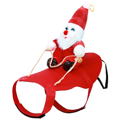 Pet Christmas Costumes Red Winter Coat for Dog Riding Santa Claus with Bell Clothes New Year Outfit Cosplay Costumes Party Dress Up For Cats-Red-Large