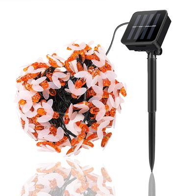 Solar String Bee Lights 30 Honeybees LED Fairy Solar Lights 8 Lighting Modes IP65 Waterproof Decorative Lamps w/ Stake Garden Lawn Flower Trees-Black