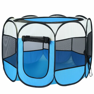 Portable Foldable Pet Tent Exercise Pen Kennel Removable Zipper Top and Bottom Water Resistant Indoor Outdoor Use For Dogs Cats Other Pets-Blue-Large