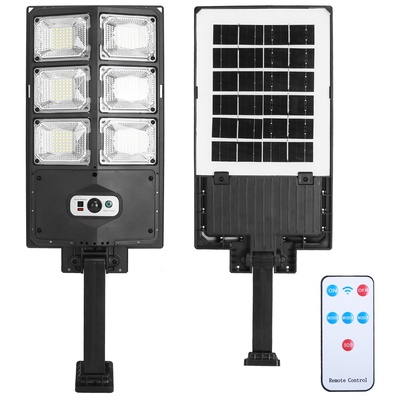 Solar Powered Wall Light 252 LED Beads PIR Motion Sensor Lamp Outdoor IP65 Waterproof with Remote Control for Garage Front Door Garden Pathway-Black