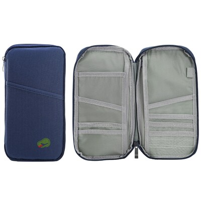 Travel Passport Wallet 12Cells Ticket ID Credit Card Holder Water Repellent Documents Phone Organizer Zipper Case Business Trip Daily Use-Royal Blue