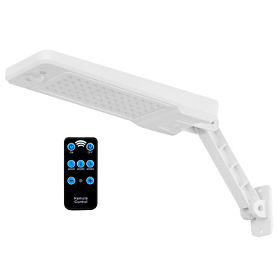 Solar Wall Light Outdoor 60LEDs PIR Motion Sensor Remote Control Wireless Lamps IP65 Waterproof Lighting for Garage Front Door Garden Pathway-White