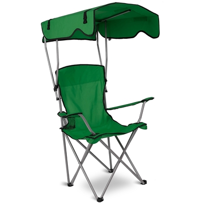 Foldable Beach Canopy Chair Sun Protection Camping Lawn Canopy Chair 330LBS Load Folding Seat w/ Cup Holder For Beach Poolside Travel Picnic-Green