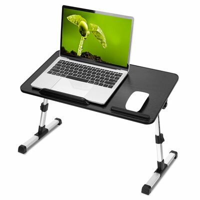 Foldable Laptop Stand - Adjustable Height & Angle, Perfect for Bed, Sofa, Floor - Ideal for Reading, Breakfast - Dorm Room Essential-Black-Small