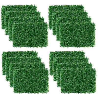12Pcs 23.6x15.75in Artificial Boxwood Topiary Hedge Plant Grass Backdrop Fence Privacy Screen Grass Wall Decoration For Balcony Garden Fence