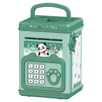 Piggy Bank Toy Cash Coin Money Bank Money Saving Box with Password Fingerprint Voice Prompt Folding Handle for 3 Years Old Boys Girls-Green