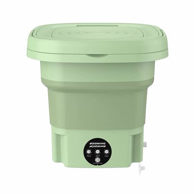 Foldable Portable Washing Machine with Detachable Drain Basket - 3 Modes, Electric - Ideal for Underwear, Socks, Towels, Baby Clothes-Green