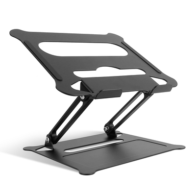 Laptop Stand Aluminum Angle Adjustable Ergonomic Computer Holder Riser Heat Vent Notebook Elevator For 10in-17in MacBook Pro 13 / 15-Black