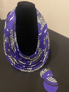 Blue Zebra Rope Necklace & Circular Earrings