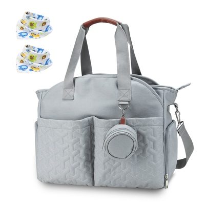 Breast Pump Bag Diaper Tote Bag with Detachable Shoulder Strap Side Pocket Free Baby Bibs Compatible with Spectra S1 S2 Medela-Light Blue