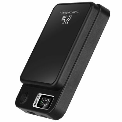 2-in-1 MagSafe Power Bank: 10,000mAh PD20W Fast Charger for iPhone 14 Series & More. Wireless Charging & Magnetic feature included.-Black