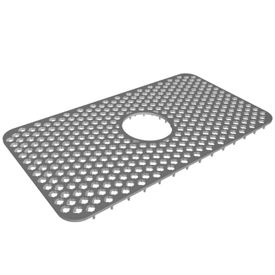 Silicone Grid Sink Mat with Central Drain Hole 12.87x24.68Inch Non-Slip Kitchen Stainless Steel Sink Protector Dishwasher Safe-Gray-Large