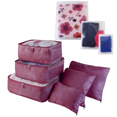 9Pcs Clothes Storage Bags Water-Resistant Travel Luggage Organizer Clothing Packing Cubes for Blouse Hosiery Stocking Underwear-Burgundy