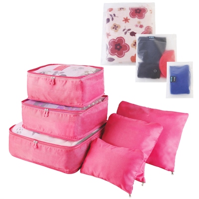9Pcs Clothes Storage Bags Water-Resistant Travel Luggage Organizer Clothing Packing Cubes for Blouse Hosiery Stocking Underwear-Hot Pink