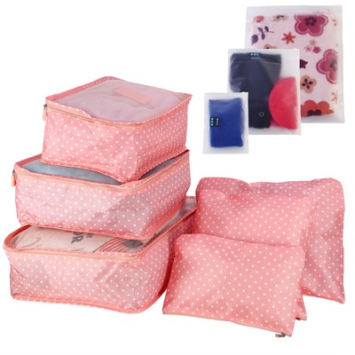9Pcs Clothes Storage Bags Water-Resistant Travel Luggage Organizer Clothing Packing Cubes for Blouse Hosiery Stocking Underwear-Pink