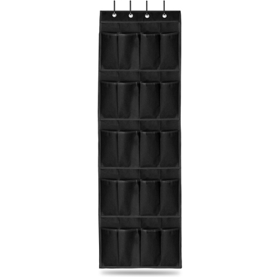 Over the Door Shoes Rack 20-Pocket Organizer 5-Layer Hanging Storage Shelf for Kids Shoes Closet Cabinet Slippers Small Toys-Black