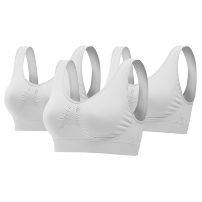 3 Pack Sport Bras For Women Seamless Wire-free Bra Light Support Tank Tops For Fitness Workout Sports Yoga Sleep Wearing-White-3XL
