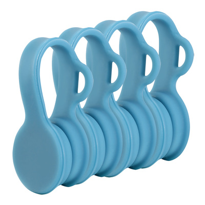 4Packs Magnetic Cable Clips Magnet Earphone Wrap Cord Organizer Holder Soft Silicone for Headphones USB Cable Bookmark Ties-Blue