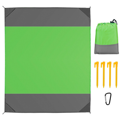 108x96.46in Sand Proof Picnic Blanket Water Resistant Foldable Camping Beach Mat w/ 4 Anchors 1 Carry Bag For 4-6 People-Green