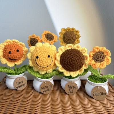 Crochet Sunflower Tulip, Forget Me Not Plants Gifts Decor, Encouragement Daily Positive Affirmations, Birthday Gift, Thank Youift