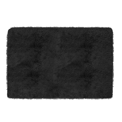Fluffy Bedroom Rug 4 ? x 2.6 ? Anti-Skid Shaggy Area Rug Decorative Floor Carpet Mat for Nursery Bedroom Living Room-Black