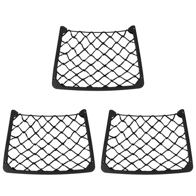 3Pcs Mesh Pockets Seat Side Back Wallet Phone Storage Net Bag Framed Stretch Car Bus Organizer Holder For Auto RV SUV Boat