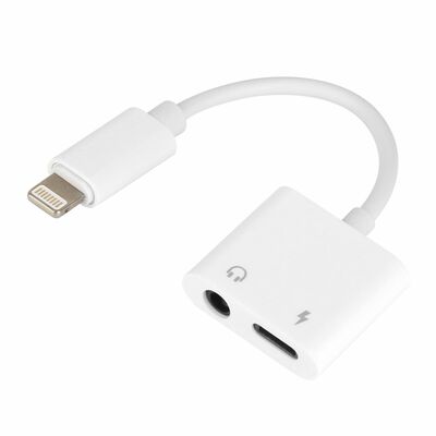 2-in-1 3.5mm Headphone Adapter Charger for iPhone 13/13Pro, SE, 12/Mini/Pro, 11/Pro Max. Audio Splitter Dongle.-White